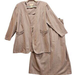 Pride & Joy midi skirt suit Womens 20W grey career formal wedding Party Plus